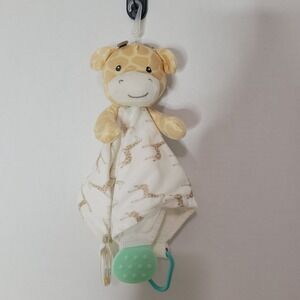 Modern Baby Giraffe Security Blanket Plush Lovey Teether Rattle Activity Toy